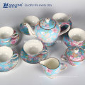 15pcs Blue Flower Painting Classic Coffee And Tea Set, Fine Ceramic Coffee Sets Made In China